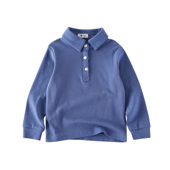 ZHOUCHANKIDS Kids School Uniform Polo Casual Long Sleeve Solid Shirt Tops Spring Fall Kids Clothes Button Up Comfortable Schoolwear Casual School Top 18-24 Months
