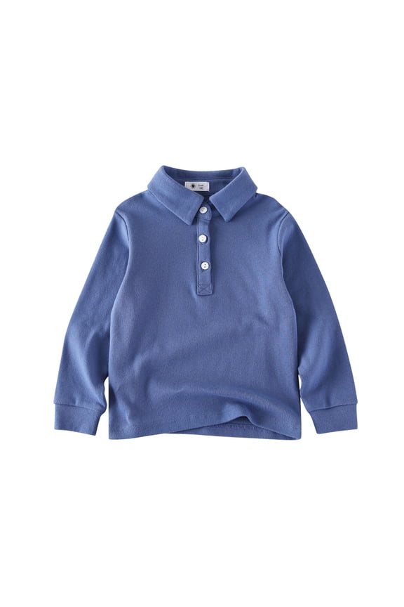 Kids School Uniform Polo Casual Long Sleeve Solid Shirt Tops Spring Fall Kids Clothes Button Up Comfortable Schoolwear Casual School Top 18-24 Months