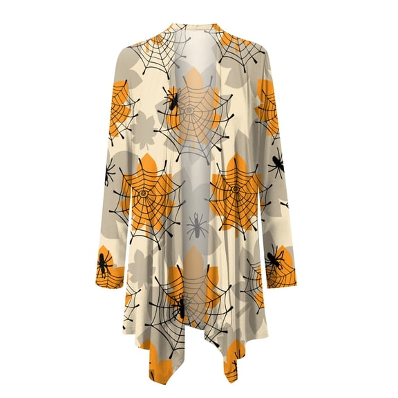 ZHOUCHANKIDS Ladies Halloween Long Sleeve Shirts Funny Scary Print Tops Casual Drop Shoulder Blouse Yellow XL