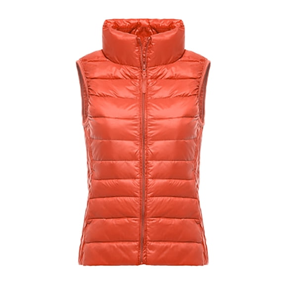ZHOUCHANKIDS Lightweight Warm Puffer Vest for Women Plus Size Sleeveless Collar Zip Up Water-Resistant Packable Puffer Vest Jacket B M