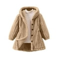 thumbnail image 1 of ZHOUCHANKIDS Little Girls Fleece Hooded Long Coats Buttons Down A Lined Thicken Warm Plush Winter Outwear Jackets Khaki 4-5 Years, 1 of 4