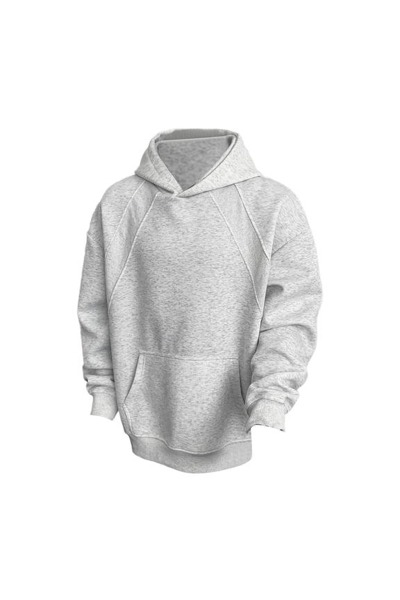 Long Sleeve Hoodies Sweatshirt with Pockets for Men Big and Tall 2025 Pullover Heavyweight Solid Color Streetwear Outwear for Casual Winter Wear Light Gray
