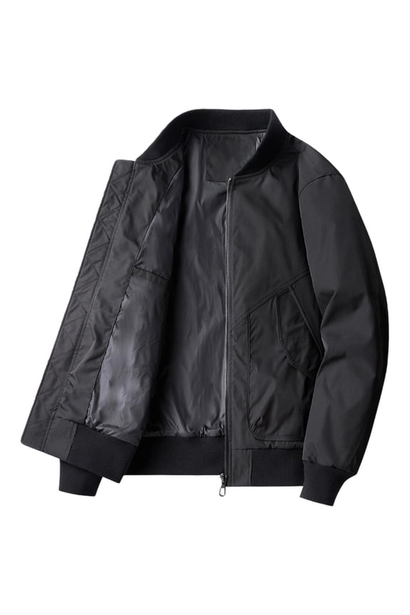 Men Bomber Jacket - Lightweight Ripstop Wind Resistant Zip Up Insulated Windbreaker Jackets for Golf Hike Casual Wear Black XXL