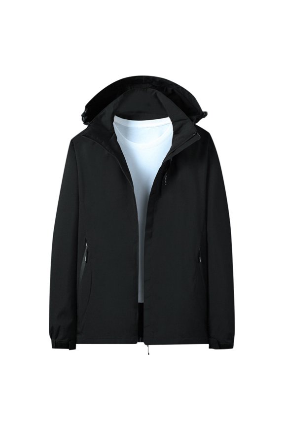 Men Windbreaker Water-Resistant Lightweight Rain Jacket with Hood Wind Breakers Black XXL