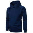 thumbnail image 1 of ZHOUCHANKIDS Men Winter Knitted Jacquard Fabric Hooded Sweatshirt Long Sleeve Solid Color Top with Pocket Comfort Wear Navy M, 1 of 4