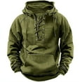 thumbnail image 1 of ZHOUCHANKIDS Men's Autumn and Winter Hooded Youth Hoodie Men's Tooling Solid Color Casual Hoodie Coat Green Large, 1 of 2