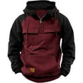 thumbnail image 1 of ZHOUCHANKIDS Men's Autumn and Winter Hooded Youth Hoodie Men's Tooling Solid Color Casual Hoodie Coat Tops Red Small, 1 of 2