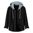 thumbnail image 1 of ZHOUCHANKIDS Men's Autumn and Winter Thickened Solid Colour Casual Textured Fashion Hooded Sweatshirt Hoodie Black Medium, 1 of 4