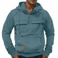 thumbnail image 1 of ZHOUCHANKIDS Men's Casual Hooded Lined Pullover Jacket Warm Winter Outdoor Wear With Front Pocket For Daily Comfort Navy XXXL, 1 of 7