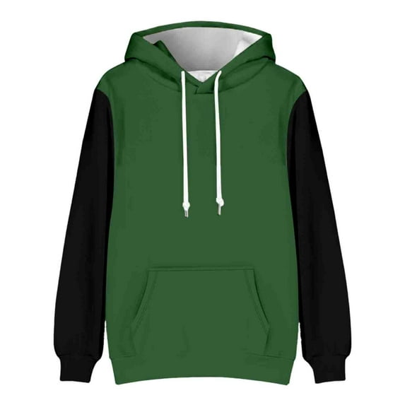 ZHOUCHANKIDS Men's Casual Pullover Hoodie with Drawstring and Kangaroo Pocket Colorblocking Casual Sport Hiking Winter Oversized Hoodie Sweatshirt Outwear Dark Green