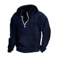 thumbnail image 1 of ZHOUCHANKIDS Men's Casual Quarter-Zip Pullover Hoodie with Drawstring and Kangaroo Pocket Solid Color Business Trend Loose Oversized Hooded Sweatshirt for Fall Winter Outdoor Navy, 1 of 2