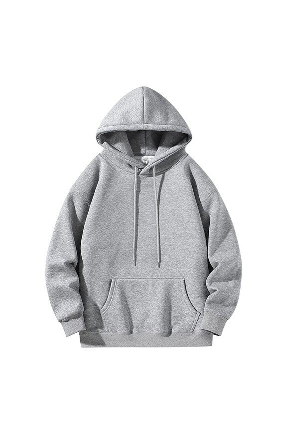 Men's Casual Solid Color Hooded Sweatshirt with Drawstring Shoulder Sleeve Design and Front Pocket Comfortable Blouse Top GY1 XXXXL