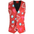thumbnail image 1 of ZHOUCHANKIDS Men's Formal Suit Vest for Valentine's Day Dinner Date with Printed Design Elegant Top Red XXXXL, 1 of 9