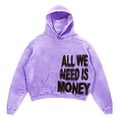 thumbnail image 1 of ZHOUCHANKIDS Men's Hop Letter Print Oversized Hoodie Heavyweight Casual Gothic Streetwear Pullover Sweatshirt for Fall Winter Light Purple XL, 1 of 2