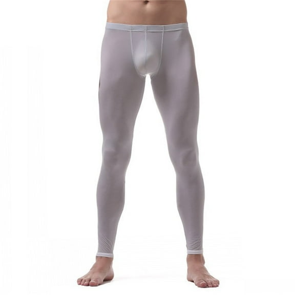 ZHOUCHANKIDS Men's Ice Silk Thermal Leggings for Everyday Comfort and Warmth All Day Long with Soft Breathable Fabric Ideal for Home Wear Grey M