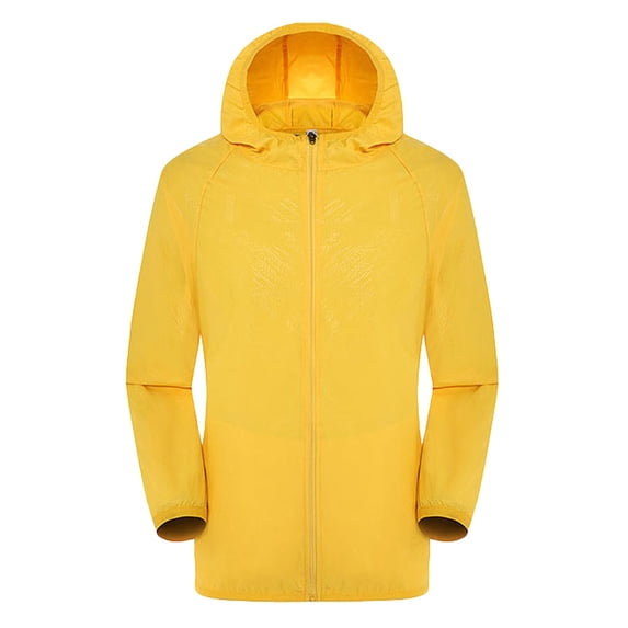 ZHOUCHANKIDS Men's Lightweight Hooded Windproof Rainproof Casual Windbreaker Jacket Top Coat for Outdoor Weather Cycling Clothing Yellow XL