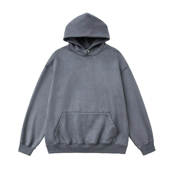 ZHOUCHANKIDS Men's Long Sleeve Hooded Sweatshirt Casual Solid Holiday Hoodie Pullover Tops Grey Small
