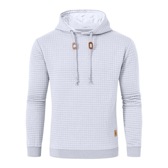 ZHOUCHANKIDS Men's Long Sleeve Shirt Casual Sweatshirt Solid Plaid Holiday Shirts Hoodie Sweatshirt Tops Blouse White Small