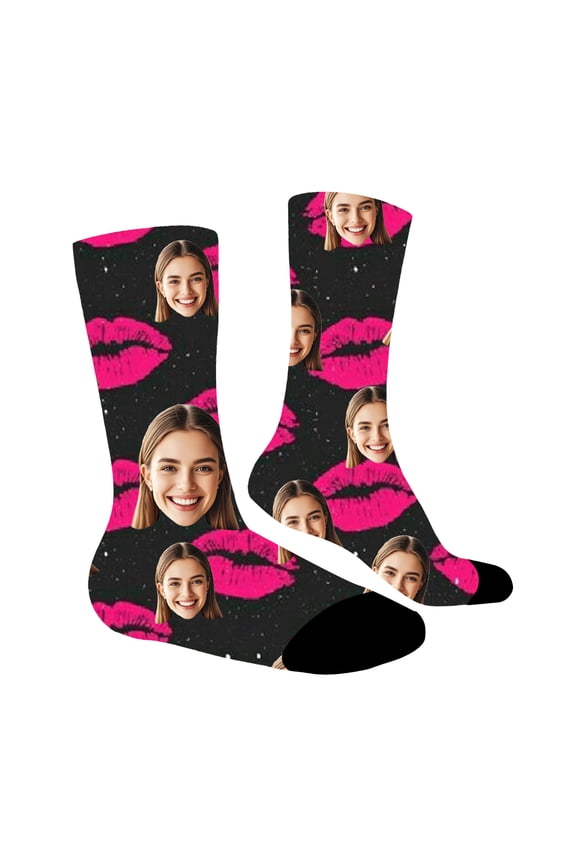 Men's Luxury Valentine's Day Socks,Personalized face Socks with Pictures,Customized Novelty Socks Fun for Men Women Hot Pink One Size