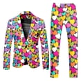 thumbnail image 1 of ZHOUCHANKIDS Men's Printed Two Piece Suit Set with Formal Long Sleeve Coat and Trousers for Events Yellow L, 1 of 5