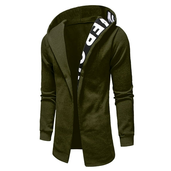 ZHOUCHANKIDS Men's Sweatshirt Letter Patchwork Design Fashion Texture Sports Casual Hooded Sweatshirt Green X-Small