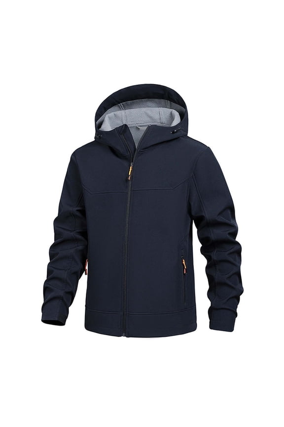 Men's Tactical Jacket Waterproof Softshell Lined Hooded Coats Outdoor Hiking Windbreaker Blue M