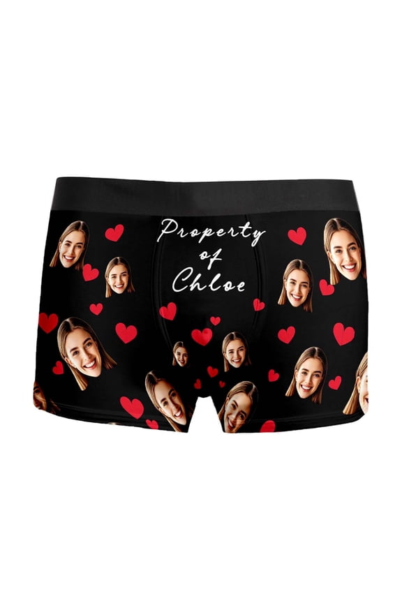 Men's Valentine's Day Boxer Briefs – Men's DIY Printed Underwear for Valentine's Day with Customizable Design and Slim Fit Comfort Black S