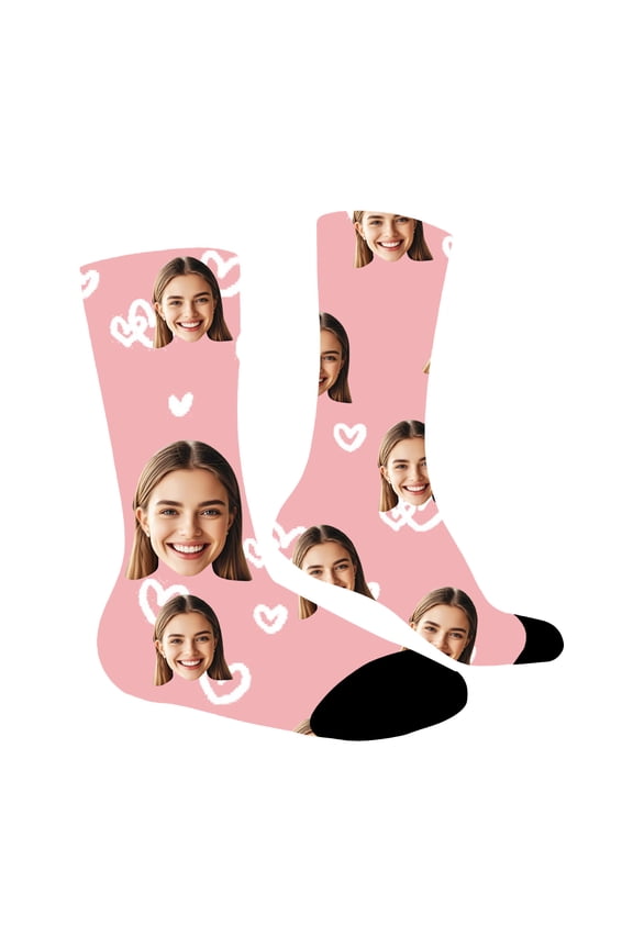 Men's Valentine's Day Crew Socks - Moisture-Wicking & Breathable, Arch Support, Romantic Gift for Boyfriend/Husband, Machine Washable & Durable Pink One Size