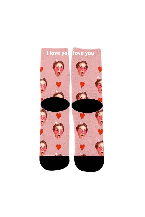 Men's Valentine's Day Fashion Dress Socks - Mid-Calf Length & Elastic , Elegant for Work or Formal Events, Romantic Gift for Husband Pink One Size
