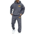 thumbnail image 1 of ZHOUCHANKIDS Men's Valentine's Day Graphic Casual Pullover Hoodie and Sweatpants Matching Couples Outfit Set Dark Gray M, 1 of 4