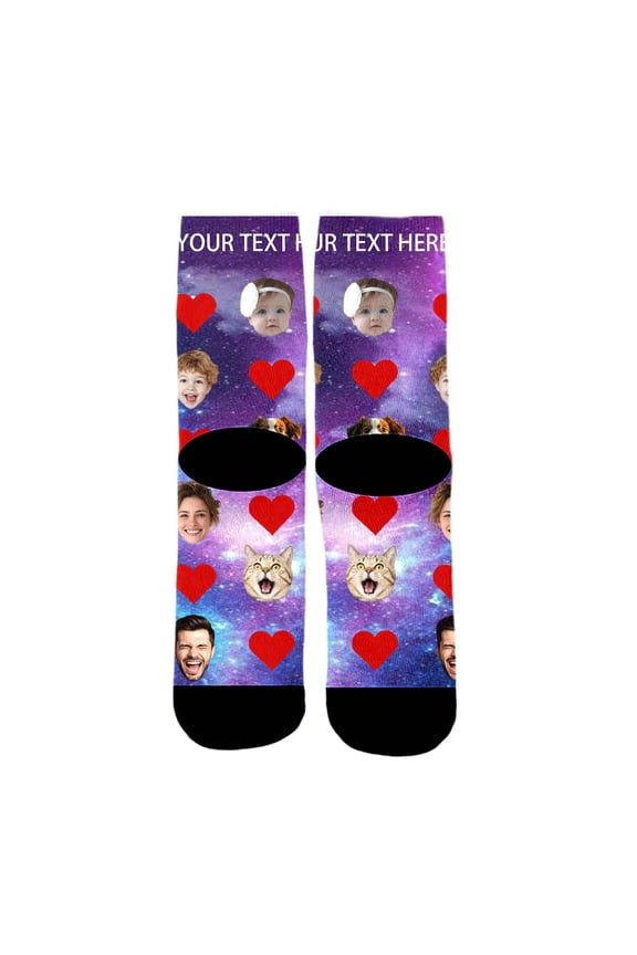 Men's Valentine's Day Novelty Food Print Socks - Funny Designs with Hearts, Soft Cotton & Stretchable, Crew Length & Machine Washable, Hilarious Stocking Stuffer Light Purple One Size