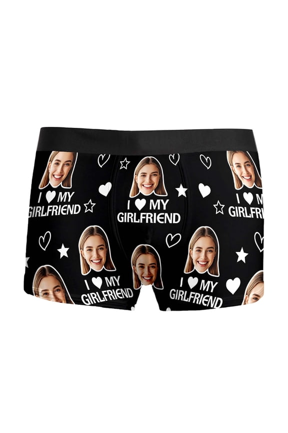 Men's Valentine's Day Organic Cotton Underwear, Print Boxer Briefs with Contour Pouch, Breathable Moisture-Wicking, Valentine's Day Gift for Boyfriend Husband Black XXXXXL