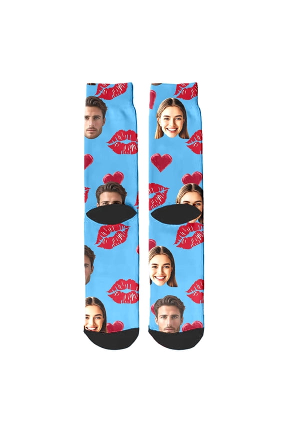 Men's Valentine's Day Personalized Initial Socks - Soft Cotton Blend & Moisture-Wicking, Crew Length & Elastic , Unique Romantic Gift for Boyfriend on Valentineâs Day Blue One Size
