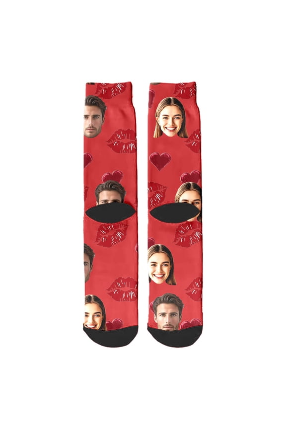 Men's Valentine's Day Personalized Initial Socks - Soft Cotton Blend & Moisture-Wicking, Crew Length & Elastic , Unique Romantic Gift for Boyfriend on Valentine’s Day Red One Size
