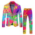thumbnail image 1 of ZHOUCHANKIDS Men's Valentine's Day Printed Suit Set Two Piece Formal Attire with Rose Design Jacket and Trousers Orange L, 1 of 6