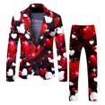 thumbnail image 1 of ZHOUCHANKIDS Men's Valentine's Day Printed Suit Set Two Piece Formal Attire with Rose Design Jacket and Trousers Red M, 1 of 6