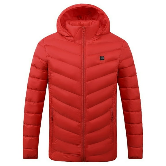 ZHOUCHANKIDS Men's Winter Heated Advanced 9- Warmth Technology Thermal Insulated Jacket Zip Heated Hoodie for Extreme Cold Weather Outdoor Adventures And Daily Commute Red XXXXL