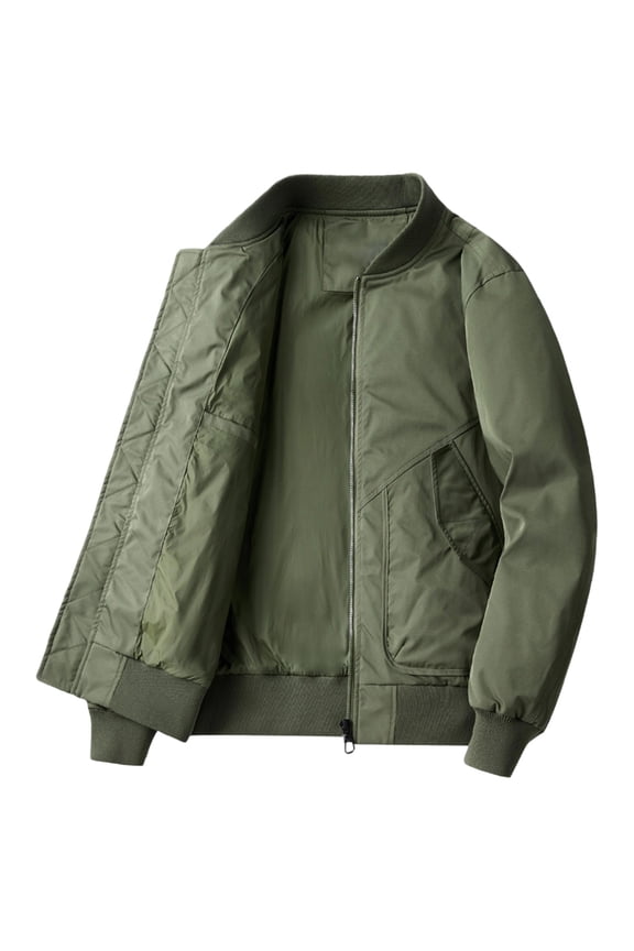 Mens Bomber Jacket - Lightweight Ripstop Wind Resistant Zip Up Insulated Windbreaker Jackets for Golf Hike Casual Wear Green M