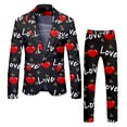 thumbnail image 1 of ZHOUCHANKIDS Mens Valentine's Day Two Piece Suit Set Featuring A Full Rose Print Design On Jacket And Pants Black XXXL, 1 of 6