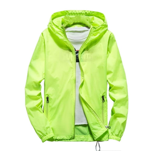 ZHOUCHANKIDS Mens Windbreaker Jackets Lightweight Hooded Zippered Jackets for Men Hiking Cycling Sportswear Green XXXXXL