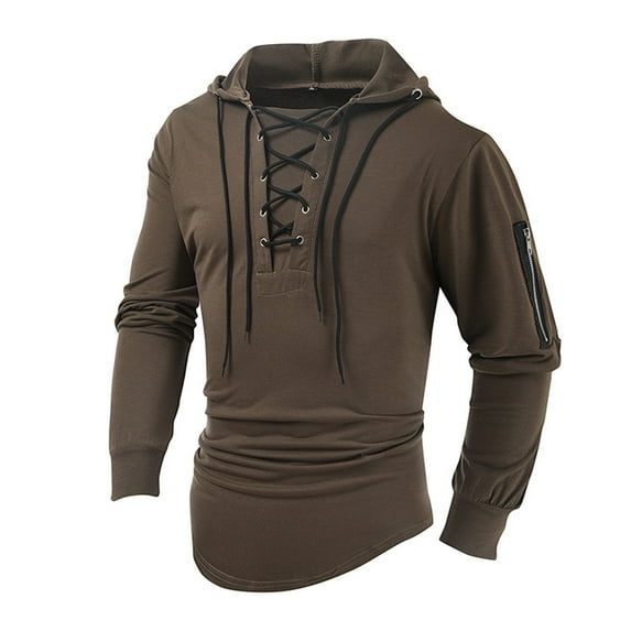 ZHOUCHANKIDS Mens Zip Up Hoodie Long Sleeve Full Zip Hooded Sweatshirt Pullover with Pocket Brown 3X-Large