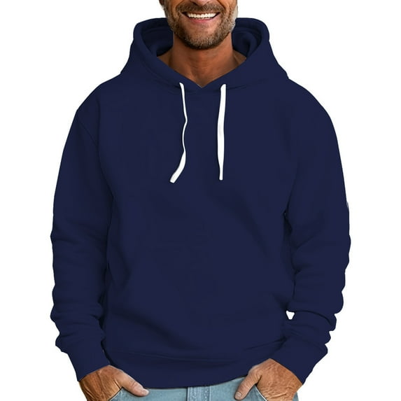 ZHOUCHANKIDS Mens Zip Up Hoodie Long Sleeve Full Zip Hooded Sweatshirt Pullover with Pocket Navy Medium