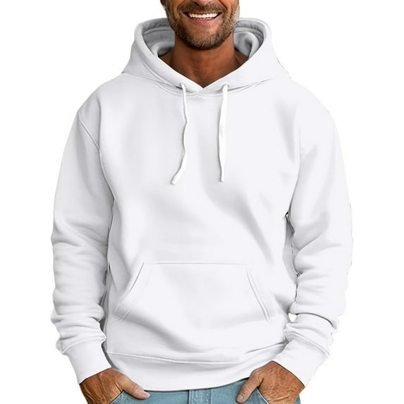 ZHOUCHANKIDS Mens Zip Up Hoodie Long Sleeve Full Zip Hooded Sweatshirt Pullover with Pocket White Small