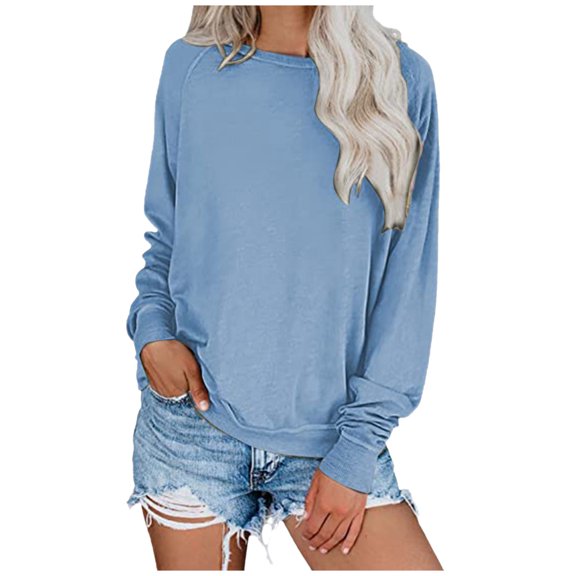 ZHOUCHANKIDS Moisture Wicking Ladies' Hoodie Women's Hoodies & Sweatshirts Casual Solid Pullover Sweatshirts Long Sleeve Style for Blue XL