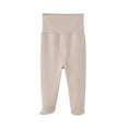 thumbnail image 1 of ZHOUCHANKIDS Baby Boys Clothes Pants High Waist Open Crotch Jumpsuits Sleepwear Soft Comfortable Footed Pants for Toddler (Khaki, 9-12 Months), 1 of 7