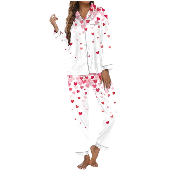 ZHOUCHANKIDS Soft Long Sleeve Pajama Set for Women Cozy Sleepwear and Loungewear Two Piece Nightwear Outfit Comfortable Homewear White XXL