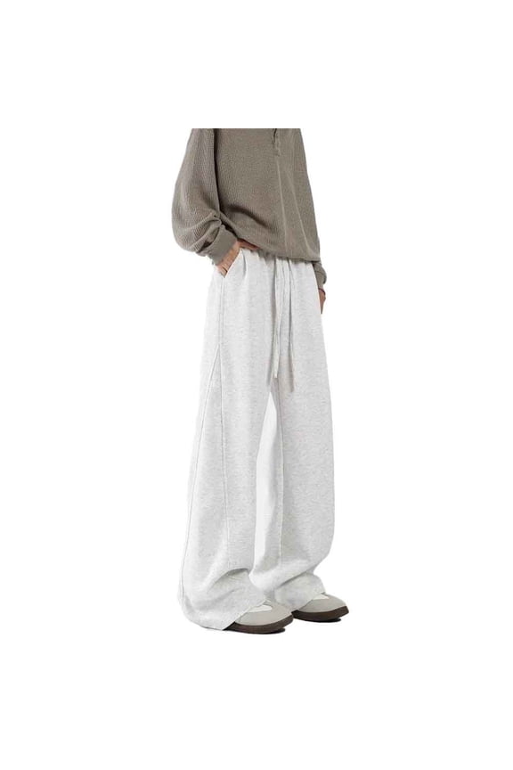 Sweatpants for Men Loose Fit Comfy Sport Trousers Athleisure Workout Winter Fashion Wide Leg Loose Casual Large Sized Sportswear with Long Casual Pants White