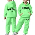 thumbnail image 1 of ZHOUCHANKIDS Teen Girls New York Letter Graphic Hoodies Pants Clothing Set Oversized Long Sleeve Kids Pullover Jogger Sweatpants Loose Preppy Clothes Tracksuit with Pockets, 1 of 7