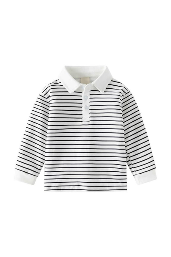 Toddler Kids Casual School Top Baby Boys Girls Long Sleeve Striped Button Up Shirt Tops Fall Kids Clothes School Uniform Polo Comfortable Schoolwear 4-5 Years