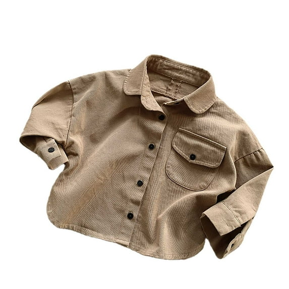 ZHOUCHANKIDS Unisex Toddler Long Sleeves Shirt Child Boys Girls Shirt Gentleman Lapel Kids School Uniform Shirt Casual Top 6-7 Years
